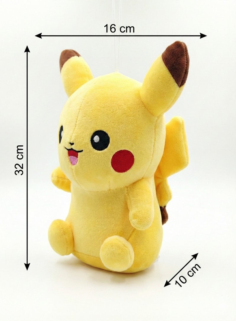 Pokemon Pikachu Plush Toy 12 Inch – Soft Yellow Stuffed Animal Doll with Embroidered Face & Hanging Loop | Cute Anime Cartoon Figure Pillow | Nintendo Character Birthday Eid Ramadan Gift for Boys Girls Kids 3+ - Image 3